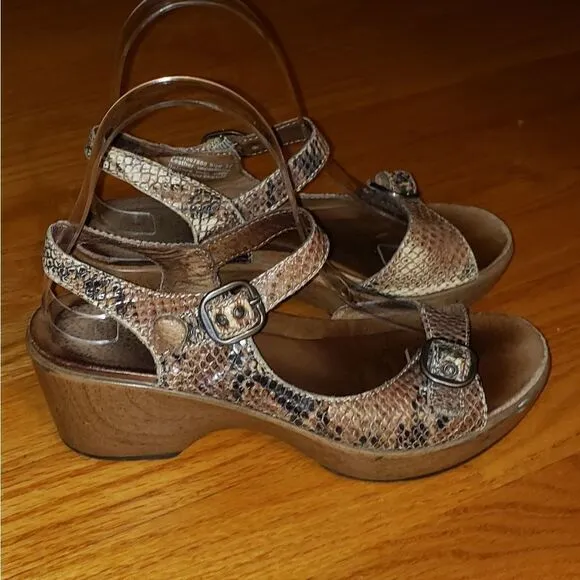 Dansko Snakeskin Print Leather sandals