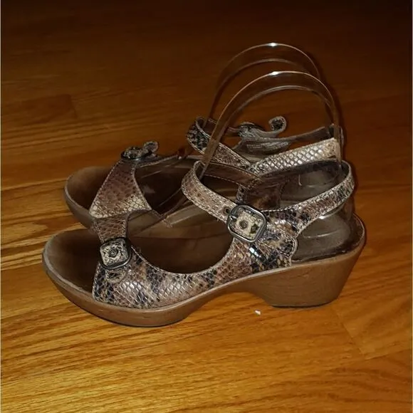 Dansko Snakeskin Print Leather sandals