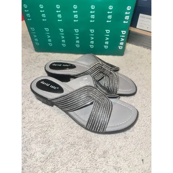 David Tate Thrill Women's Sandal Black Slip On Slide Brand New! Size 8.5 M