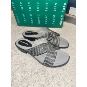 David Tate Thrill Women's Sandal Black Slip On Slide Brand New! Size 8.5 M