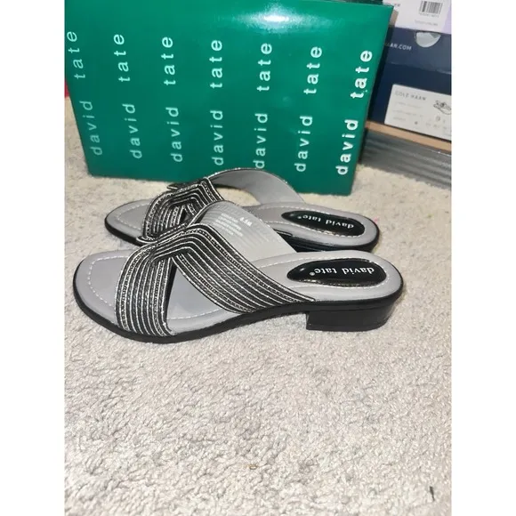 David Tate Thrill Women's Sandal Black Slip On Slide Brand New! Size 8.5 M