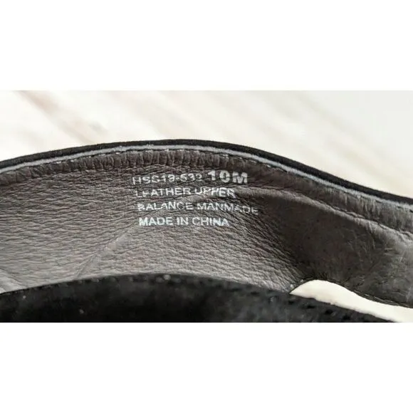 David Tate Harlem Womens Size 10M Black Leather Ankle Strap Wedge Sandals