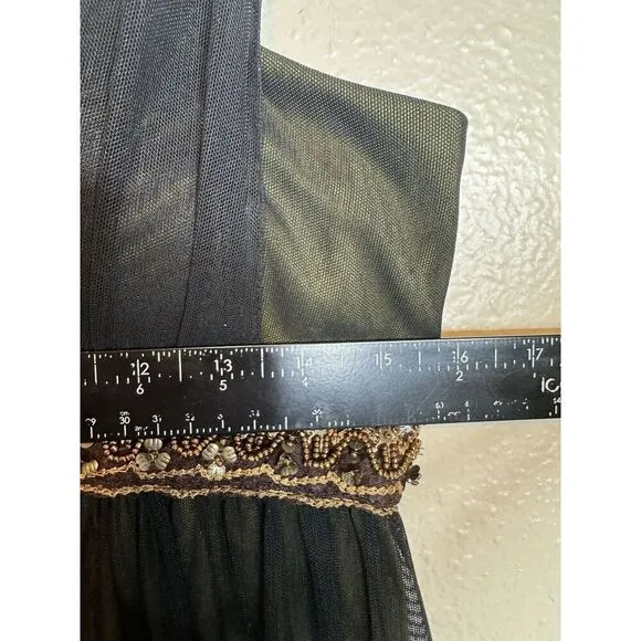 Decode 1.8  Fairy Grunge Embroidered Beaded Chiffon Green Sheer Black Overlay 10