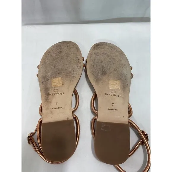 Dee Ocleppo 'Barbados' Gold Leather Sandals Size 7