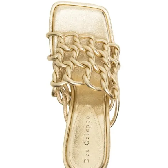 DEE OCLEPPO Metallic Caged Mule Sandals NWOT Sz 9.5