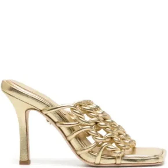 DEE OCLEPPO Metallic Caged Mule Sandals NWOT Sz 9.5