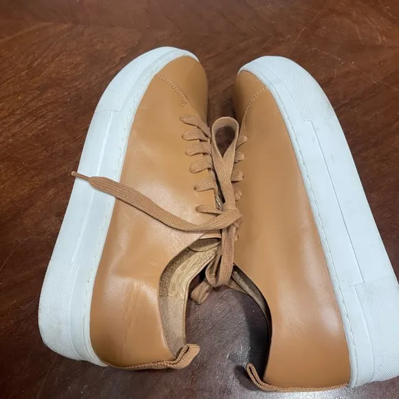 Deltan Camel Brown Chloe Leather Lace Up Platform