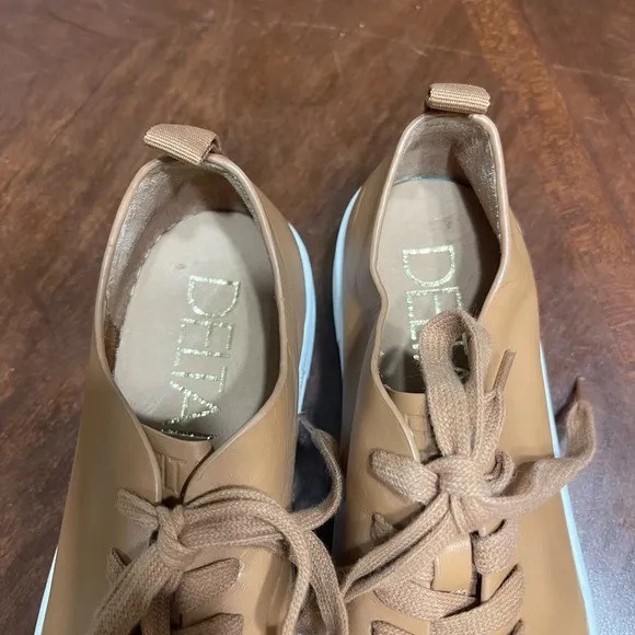 Deltan Camel Brown Chloe Leather Lace Up Platform