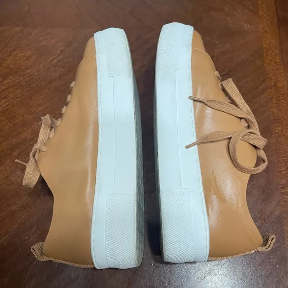 Deltan Camel Brown Chloe Leather Lace Up Platform