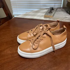 Deltan Camel Brown Chloe Leather Lace Up Platform
