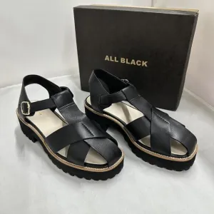 Designer Chic Black Strap Sandals (41)