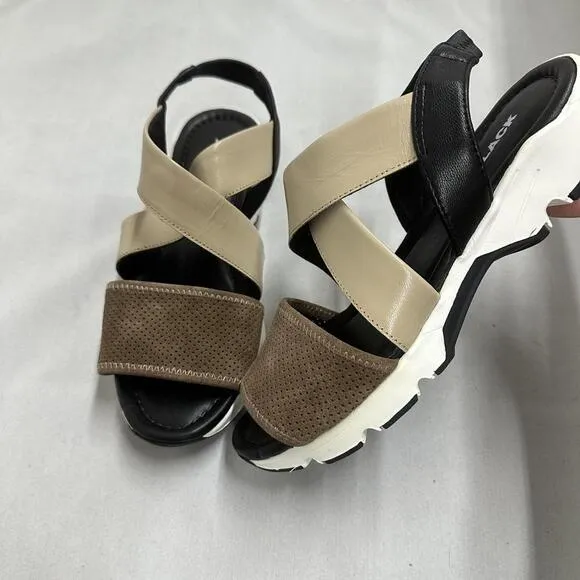 Designer Cross Strap Brown Sandals (37)