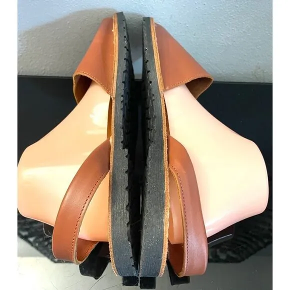 Diegos Spanish Brown Leather Avarcas Men’s Sandals 44/11 Slip on Back Strap NEW