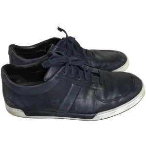DIOR HOMME NAVY LEATHER LOW-TOP SNEAKERS 43.5