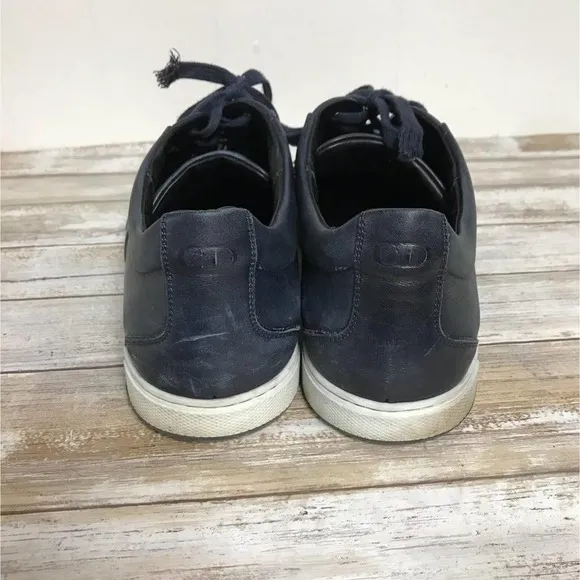 DIOR HOMME NAVY LEATHER LOW-TOP SNEAKERS 43.5