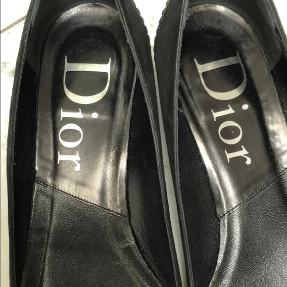 Dior Suede and leather pointy toe black flats