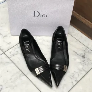 Dior Suede and leather pointy toe black flats