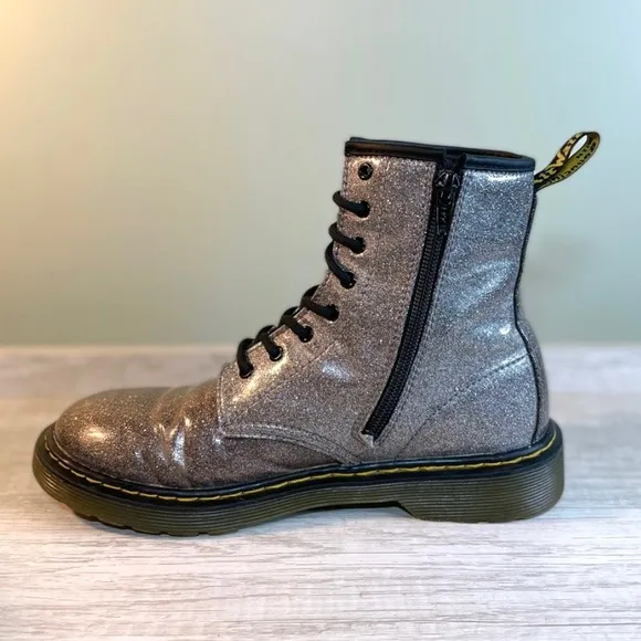 Discontinued style! Dr. Martens 1460 Glittery gunmetal lace up boots size 6