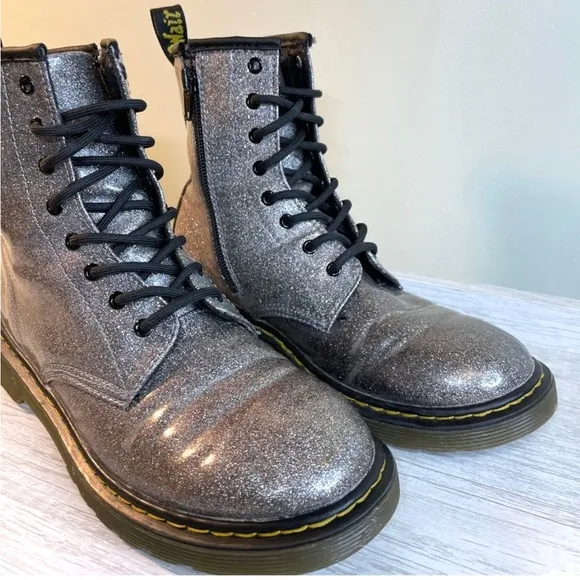 Discontinued style! Dr. Martens 1460 Glittery gunmetal lace up boots size 6