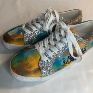 Disney The Bradford Exchange Mickey and friend glitter low top sneakers 7.5
