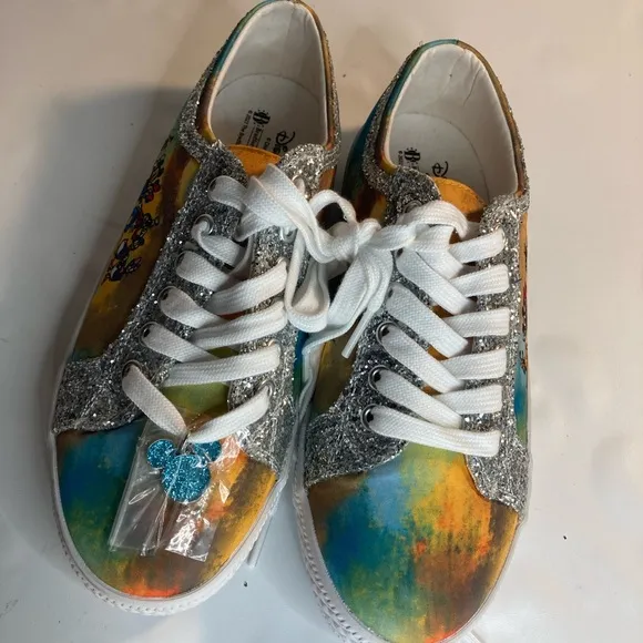 Disney The Bradford Exchange Mickey and friend glitter low top sneakers 7.5