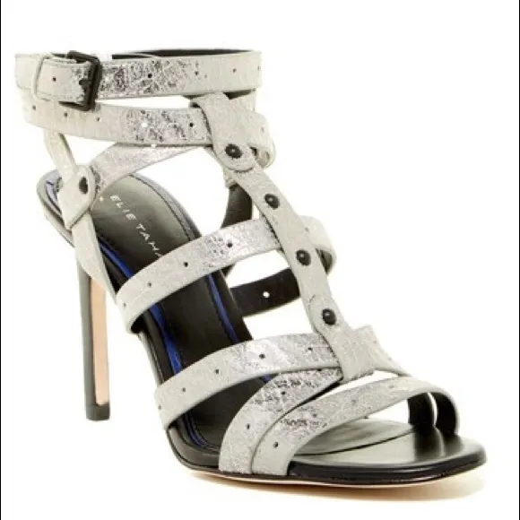 Distressed Leather Multi Strap Stiletto Sandals
