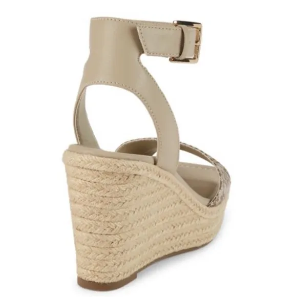 DKNY Calima Logo Espadrille Wedge Ankle Strap Sandals Size 8.5