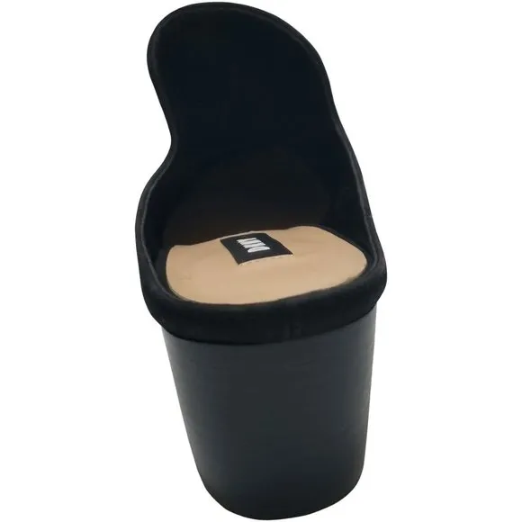 DKNY Times Leather Block Heel Mules Sandals Black