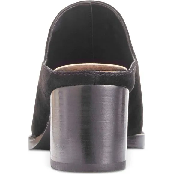 DKNY Times Leather Block Heel Mules Sandals Black