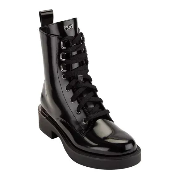 DKNY Women's Talma Lace Up Combat Boots Black Size 7 1/2