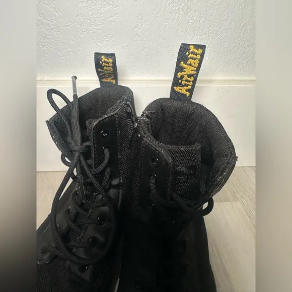 Doc Dr Martens Boots Combs J Combat Lace Up Black Canvas Zip Youth Kids Sz 3