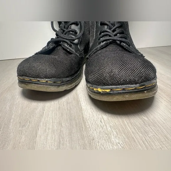 Doc Dr Martens Boots Combs J Combat Lace Up Black Canvas Zip Youth Kids Sz 3