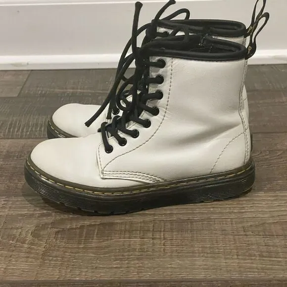Doc Dr. Martens White Combat Boots Zavala J Youth Size 13
