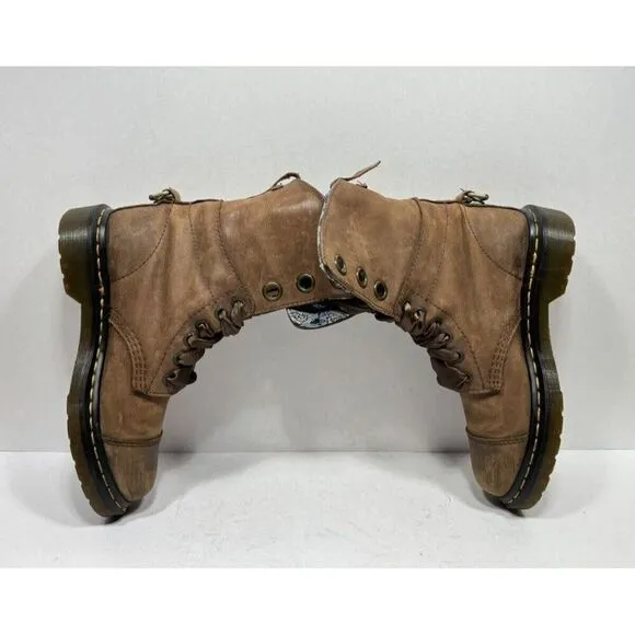Doc Dr. Martens Aimilie Boots Size 6 Brown Floral Foldover Combat Cap Toe