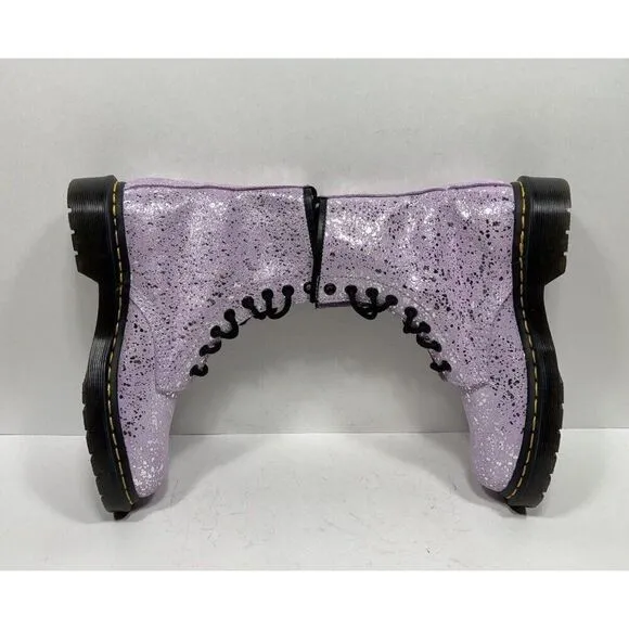Doc Dr. Martens Combat Boots Womens Size 6 Metallic Splatter 30770 Goth Grunge