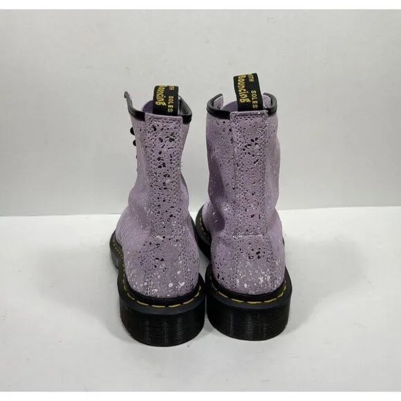 Doc Dr. Martens Combat Boots Womens Size 6 Metallic Splatter 30770 Goth Grunge