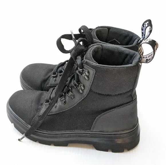 DOC MARTENS Combs black canvas lace-up combat boots