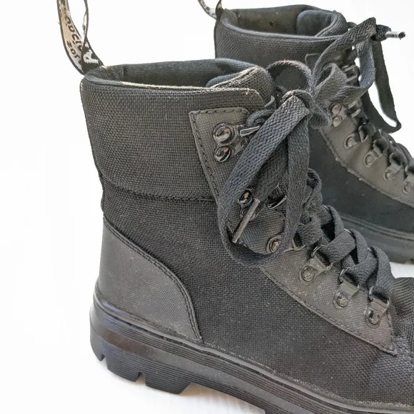 DOC MARTENS Combs black canvas lace-up combat boots