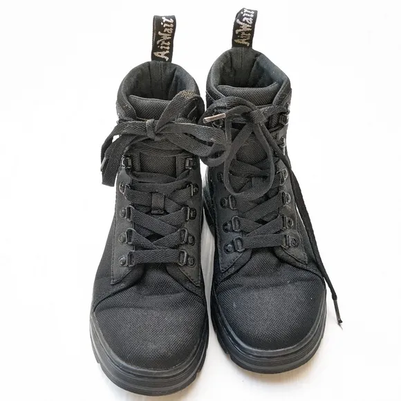 DOC MARTENS Combs black canvas lace-up combat boots