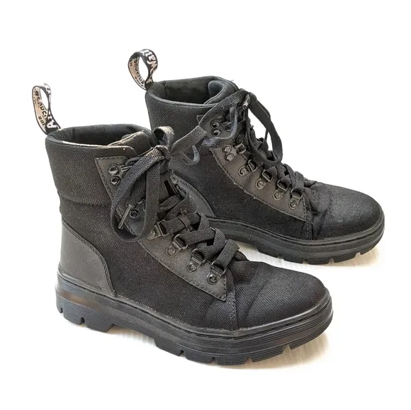 DOC MARTENS Combs black canvas lace-up combat boots