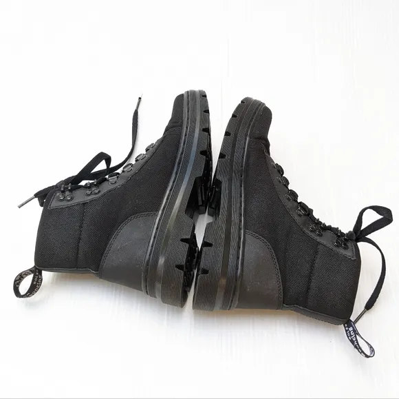 DOC MARTENS Combs black canvas lace-up combat boots