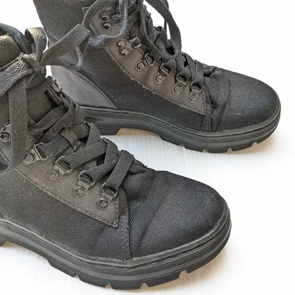 DOC MARTENS Combs black canvas lace-up combat boots