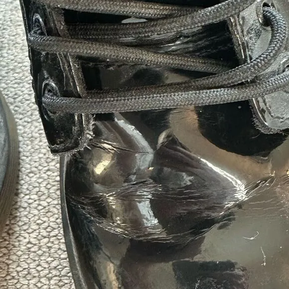 Doc Martens Kids Patent Leather Black Combat Boots Size 3