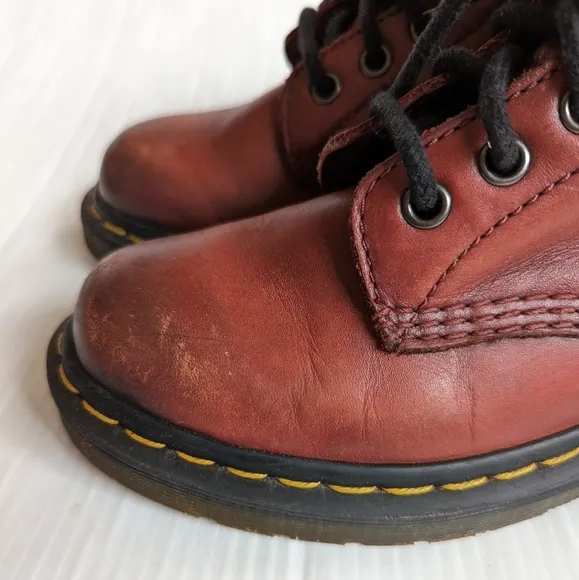 DOC MARTENS Pascal red leather lace-up combat boots size 5