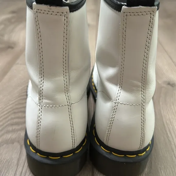 Doc Martens White Lace Up Combat Boots Size 9