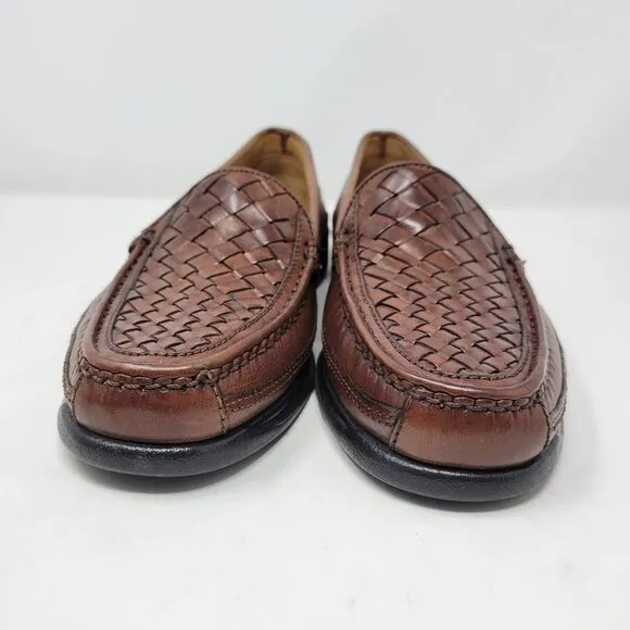 Dockers Men's 8.5 Woven Loafers Basket Weave Leather Brown