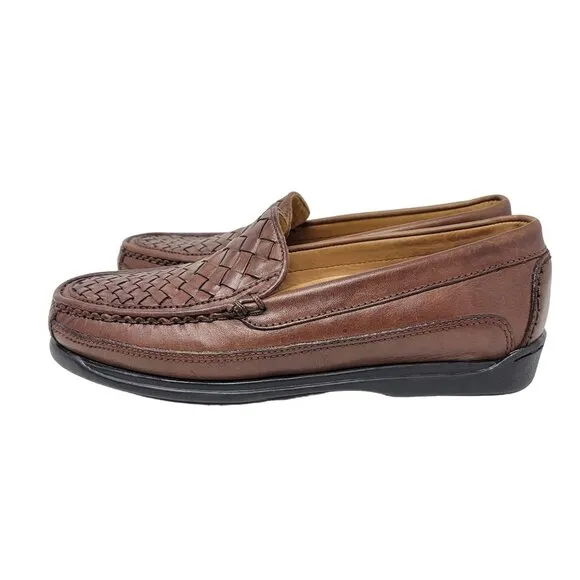 Dockers Men's 8.5 Woven Loafers Basket Weave Leather Brown