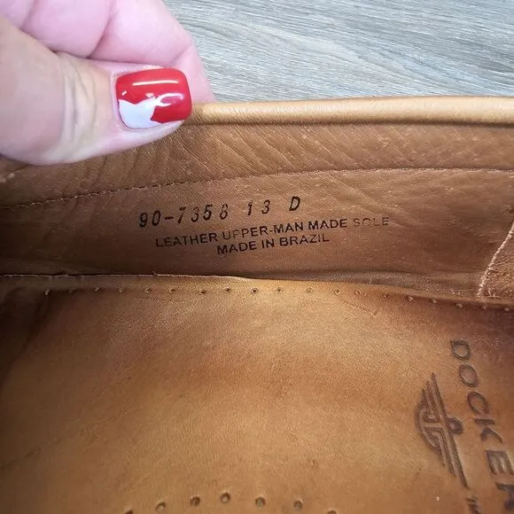 Dockers Tan Men's US13D Leather Brazil Woven Loafers Shoes‎ 90-7352