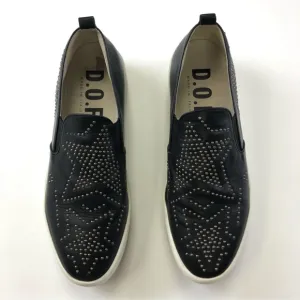 D.O.F. Department of Finery black leather star studded platform sneaker Size 40