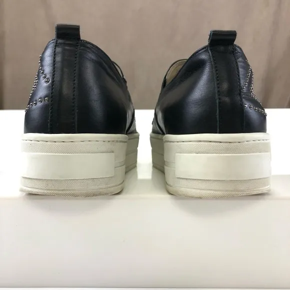 D.O.F. Department of Finery black leather star studded platform sneaker Size 40